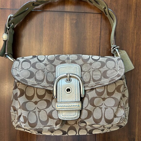 Coach 11862 Signature Soho Hobo Buckle Flap Pocket Bag Khaki Brown - Picture 9 of 16